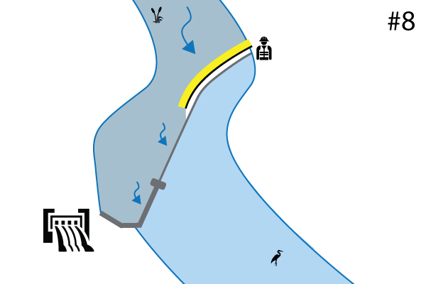 Flexible Water-Gate © cofferdams. Diagram of an installation on a river threshold | Spillway. Case # 7