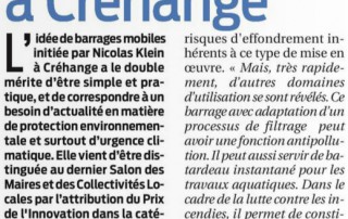 Article du journal la semaine sur la protection anti inondation water-gate